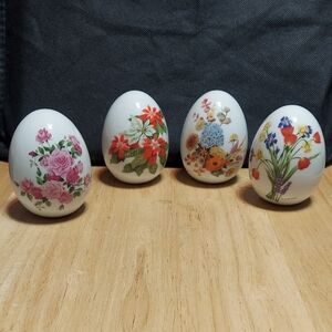 Vintage Avon Four Seasons Porcelain Eggs E. Hoffmann Set of 4 Collectibles